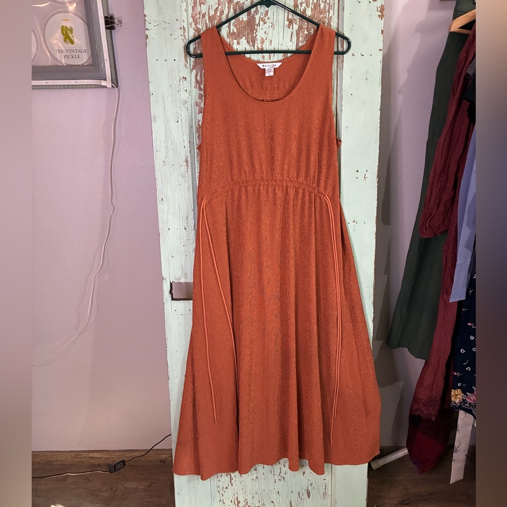 Athleta Rust Orange Sleeveless Midi Dress